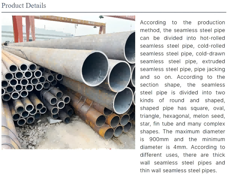 Seamless Steel Pipe For Construction Materials